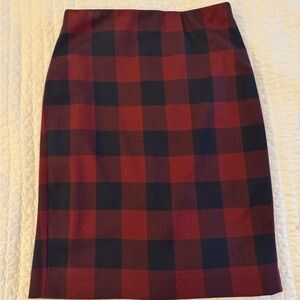 Plaid Red and Navy Women's Pencil Skirt